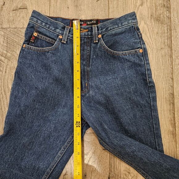 Vintage Guess Blue Jeans with Black Triangle Classic Fit Size 28 100% Cotton - Picture 8 of 10